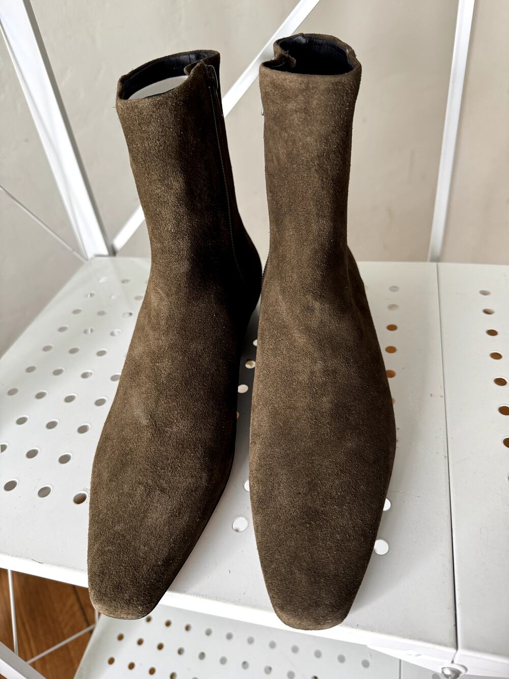 STAUD Olive Brown Suede Ankle Boots
